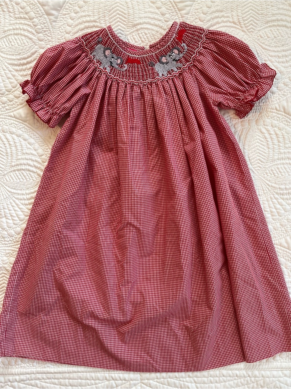 Red Gingham Alabama Smocked Dress